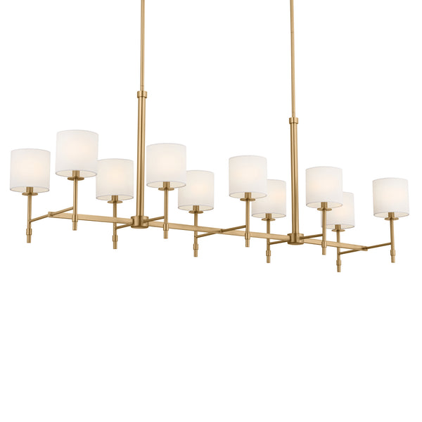 Ten Light Linear Chandelier from the Ali Collection in Brushed Natural Brass Finish by Kichler