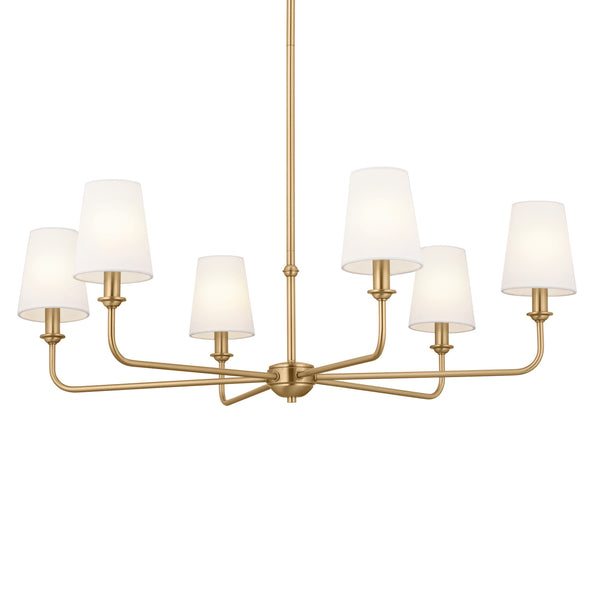 Six Light Chandelier from the Pallas Collection in Brushed Natural Brass Finish by Kichler