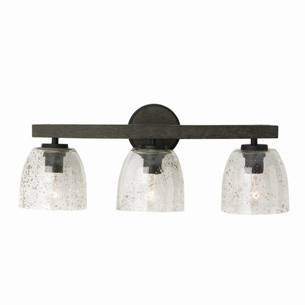 Three Light Vanity from the Clive Collection in Carbon Grey and Black Iron Finish by Capital Lighting