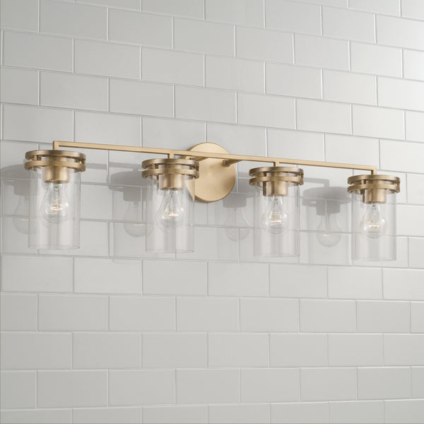 Four Light Vanity from the Fuller Collection in Aged Brass Finish by Capital Lighting