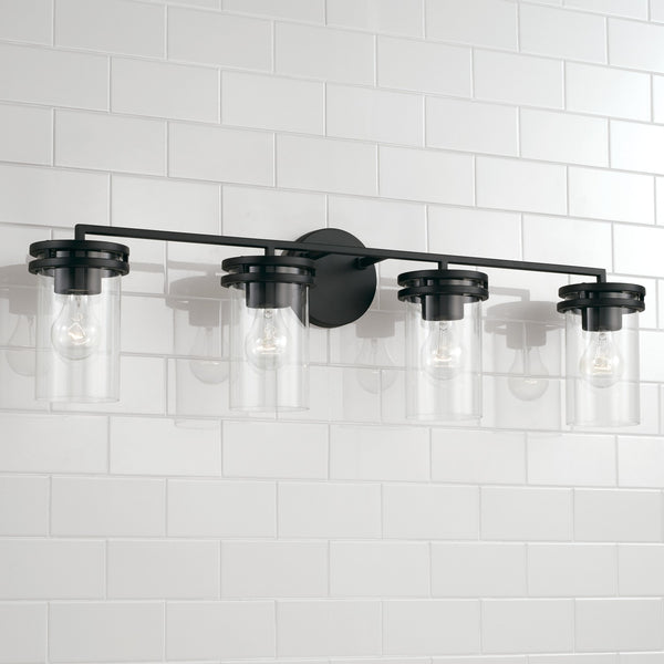 Four Light Vanity from the Fuller Collection in Matte Black Finish by Capital Lighting