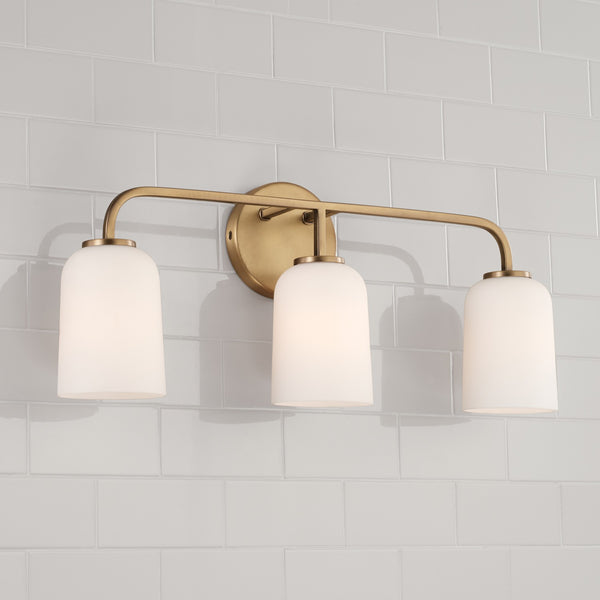 Three Light Vanity from the Lawson Collection in Aged Brass Finish by Capital Lighting