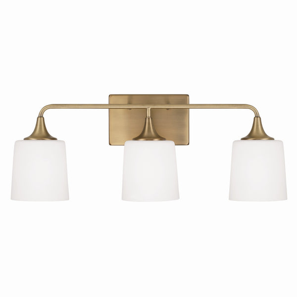 Three Light Vanity from the Presley Collection in Aged Brass Finish by Capital Lighting