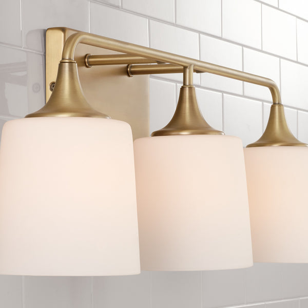 Three Light Vanity from the Presley Collection in Aged Brass Finish by Capital Lighting