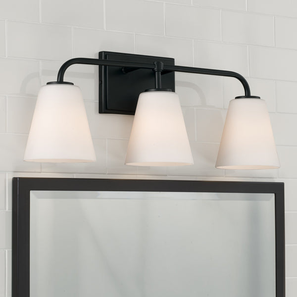 Three Light Vanity from the Brody Collection in Matte Black Finish by Capital Lighting