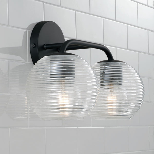 Two Light Vanity from the Dolan Collection in Matte Black Finish by Capital Lighting