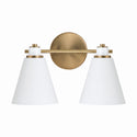 Two Light Vanity from the Bradley Collection in Aged Brass and White Finish by Capital Lighting