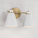 Two Light Vanity from the Bradley Collection in Aged Brass and White Finish by Capital Lighting