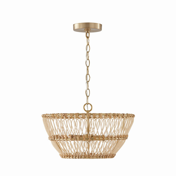 Three Light Semi-Flush Mount from the Wren Collection in Matte Brass Finish by Capital Lighting