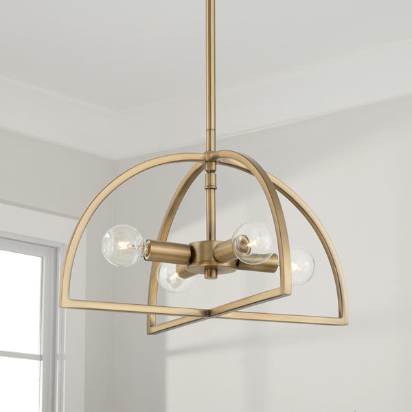 Four Light Semi-Flush Mount from the Lawson Collection in Aged Brass Finish by Capital Lighting