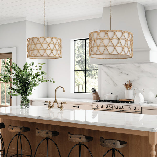 Four Light Pendant from the Tulum Collection in Matte Brass Finish by Capital Lighting