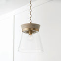 One Light Pendant from the Finn Collection in White Wash and Matte Brass Finish by Capital Lighting