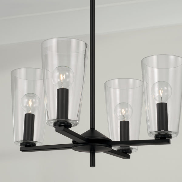 Four Light Pendant from the Portman Collection in Matte Black Finish by Capital Lighting