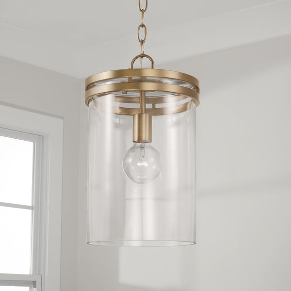 One Light Pendant from the Fuller Collection in Aged Brass Finish by Capital Lighting