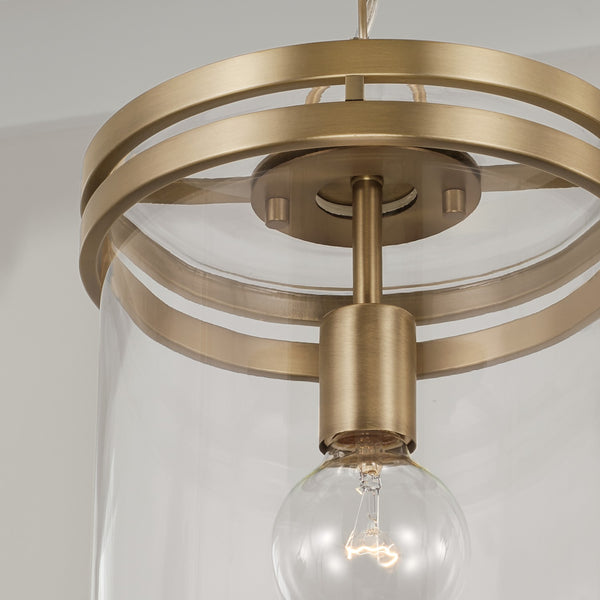 One Light Pendant from the Fuller Collection in Aged Brass Finish by Capital Lighting