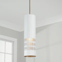 One Light Pendant from the Dash Collection in Aged Brass and White Finish by Capital Lighting