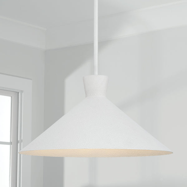 One Light Pendant from the Paloma Collection in Textured White Finish by Capital Lighting