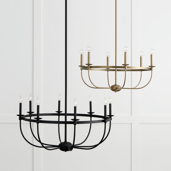 Six Light Chandelier from the Rylann Collection in Aged Brass Finish by Capital Lighting