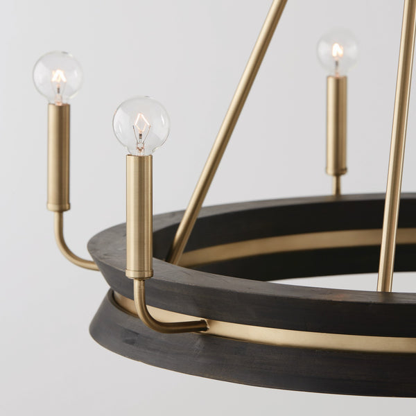 Six Light Chandelier from the Finn Collection in Black Stain and Matte Brass Finish by Capital Lighting