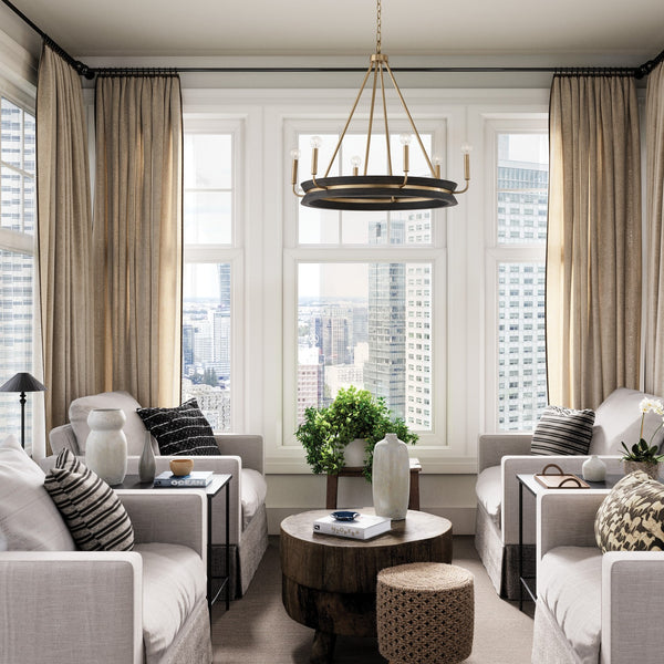 Six Light Chandelier from the Finn Collection in Black Stain and Matte Brass Finish by Capital Lighting