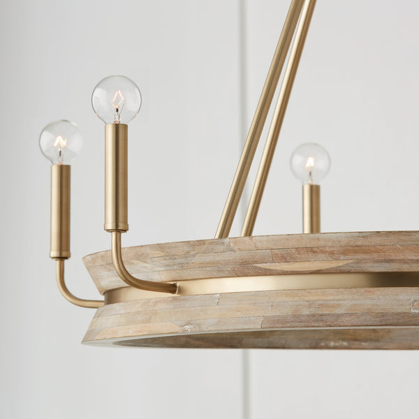 Six Light Chandelier from the Finn Collection in White Wash and Matte Brass Finish by Capital Lighting