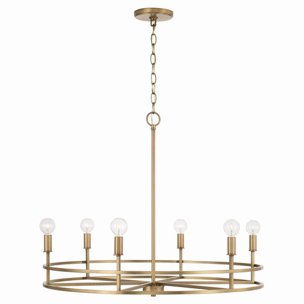 Six Light Chandelier from the Fuller Collection in Aged Brass Finish by Capital Lighting