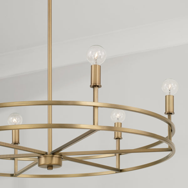 Six Light Chandelier from the Fuller Collection in Aged Brass Finish by Capital Lighting