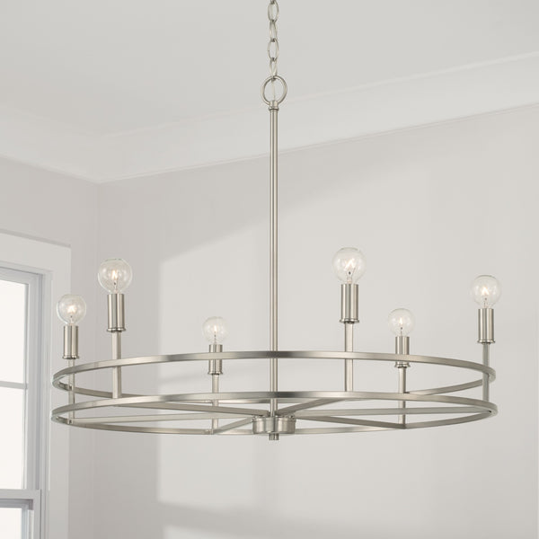 Six Light Chandelier from the Fuller Collection in Brushed Nickel Finish by Capital Lighting