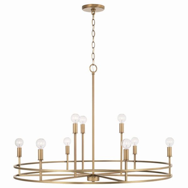 Nine Light Chandelier from the Fuller Collection in Aged Brass Finish by Capital Lighting