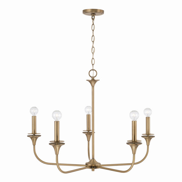 Five Light Chandelier from the Presley Collection in Aged Brass Finish by Capital Lighting