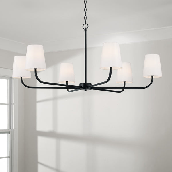 Six Light Chandelier from the Brody Collection in Matte Black Finish by Capital Lighting