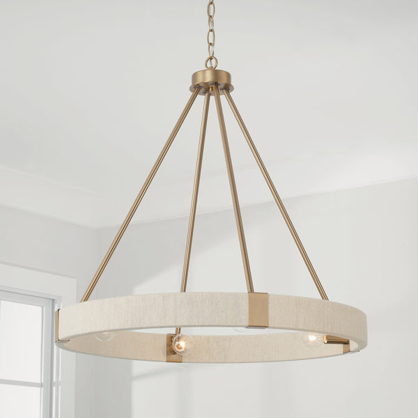 Four Light Chandelier from the Delaney Collection in Matte Brass Finish by Capital Lighting