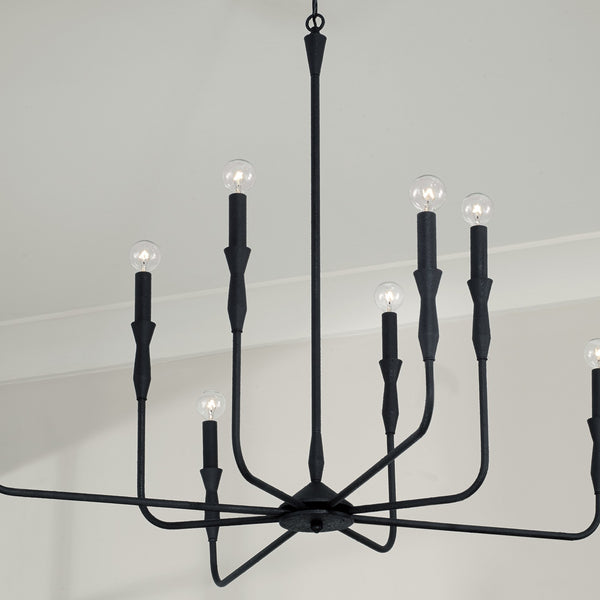 Eight Light Chandelier from the Paloma Collection in Textured Black Finish by Capital Lighting