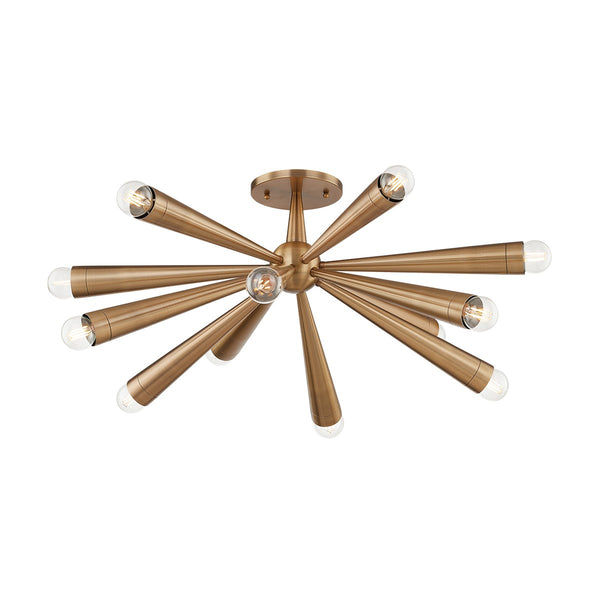 Troy Lighting - C1030-PBR - 12 Light Semi Flush Mount - Keanu - Patina Brass from Lighting & Bulbs Unlimited in Charlotte, NC